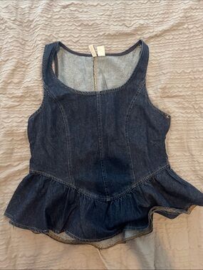 Divided Dark Blue Denim Peplum Tank - Women's